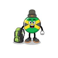 Illustration of jamaica flag mascot as a hiker vector