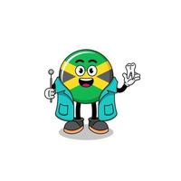 Illustration of jamaica flag mascot as a dentist vector