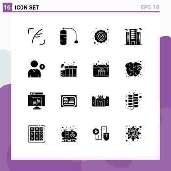 Pictogram Set of 16 Simple Solid Glyphs of user follow four leaf clover work office Editable Vector Design Elements