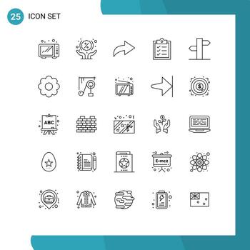 Modern Set of 25 Lines and symbols such as pot signal redo direction address Editable Vector Design Elements