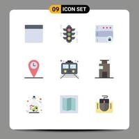 Universal Icon Symbols Group of 9 Modern Flat Colors of building transportation geo transport public Editable Vector Design Elements