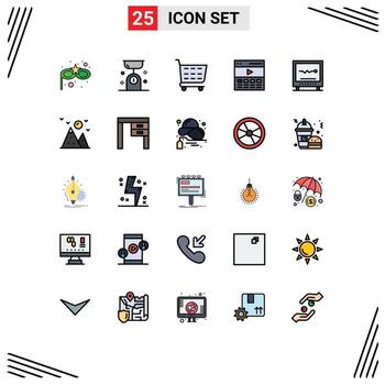 Mobile Interface Filled line Flat Color Set of 25 Pictograms of cardiology user ecommerce interface header Editable Vector Design Elements