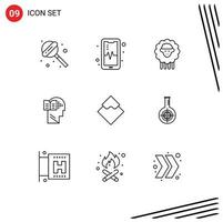 Set of 9 Modern UI Icons Symbols Signs for cryptocurrency coin sheep waves head Editable Vector Design Elements