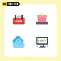 4 User Interface Flat Icon Pack of modern Signs and Symbols of close climate advertisement box server Editable Vector Design Elements