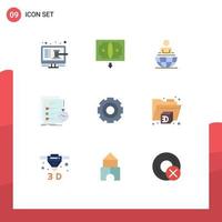 Modern Set of 9 Flat Colors Pictograph of time list money task modern Editable Vector Design Elements