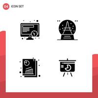 Group of 4 Modern Solid Glyphs Set for schedule seo holiday vacation seo report Editable Vector Design Elements