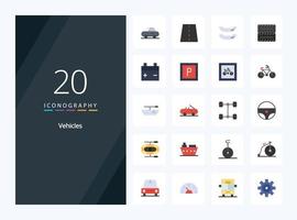 20 Vehicles Flat Color icon for presentation vector