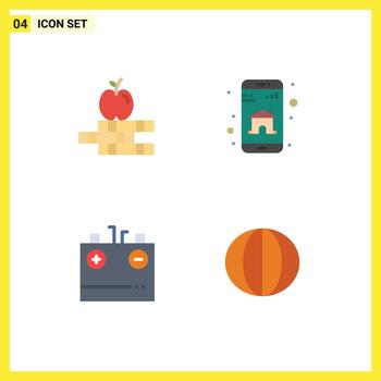 Modern Set of 4 Flat Icons and symbols such as apple charging app mobile app energy Editable Vector Design Elements