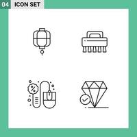 paquete de línea de 4 símbolos universales de linterna ciberlunes conjunto de decoración ventas elementos de diseño vectorial editables vector