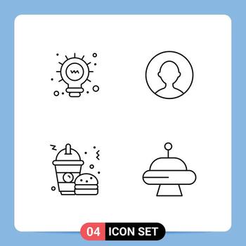 Modern Set of 4 Filledline Flat Colors and symbols such as web frappe avatar fast food space Editable Vector Design Elements