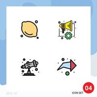 conjunto de 4 iconos modernos de la interfaz de usuario símbolos signos para la escuela de alimentos marketing médico flecha elementos de diseño vectorial editables vector