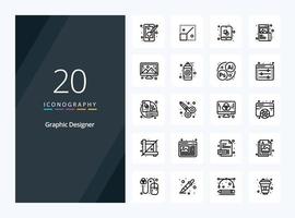 20 Graphic Designer Outline icon for presentation vector