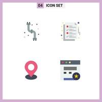 4 Universal Flat Icons Set for Web and Mobile Applications mechanical location plumbing file marker Editable Vector Design Elements