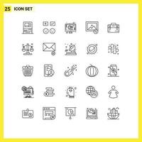 25 Line concept for Websites Mobile and Apps bag photo tick image web Editable Vector Design Elements