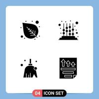 4 Solid Glyph concept for Websites Mobile and Apps leaf cleaning kids toddler data Editable Vector Design Elements