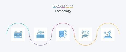 Technology Blue 5 Icon Pack Including joystick. control pad. mp p. control. digital vector