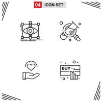 Line Pack of 4 Universal Symbols of design medical sketching tub heart Editable Vector Design Elements