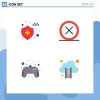 Group of 4 Flat Icons Signs and Symbols for auto insurance controller cancel exit pad Editable Vector Design Elements