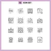 Mobile Interface Outline Set of 16 Pictograms of poster cleander microwave minus estate Editable Vector Design Elements