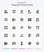 Creative Energy Source And Power Industry 25 OutLine icon pack  Such As . plug. power. energy. recycilben vector