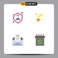 Universal Icon Symbols Group of 4 Modern Flat Icons of insurance email employee insurance curved message envelope Editable Vector Design Elements