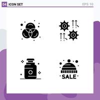 Group of 4 Solid Glyphs Signs and Symbols for colors hospital setting wheel medicine Editable Vector Design Elements