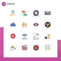 Set of 16 Modern UI Icons Symbols Signs for cloud security sharing mail alert Editable Pack of Creative Vector Design Elements