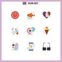 9 Creative Icons Modern Signs and Symbols of data graph supermarket digital hearts Editable Vector Design Elements