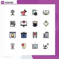 Universal Icon Symbols Group of 16 Modern Flat Color Filled Lines of computers healthcare compact file view Editable Creative Vector Design Elements