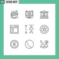 Set of 9 Commercial Outlines pack for font sidebar decapitate left communication Editable Vector Design Elements