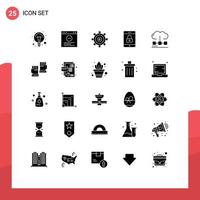 Pack of 25 creative Solid Glyphs of computing mobile coding lock programing Editable Vector Design Elements