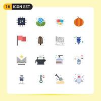 Set of 16 Modern UI Icons Symbols Signs for watermelon food green berry solution Editable Pack of Creative Vector Design Elements