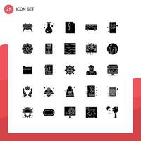 Solid Glyph Pack of 25 Universal Symbols of pay marketing document growing van Editable Vector Design Elements