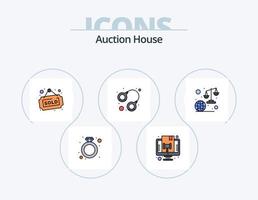 Auction Line Filled Icon Pack 5 Icon Design. email. degree. star. certification. justice vector