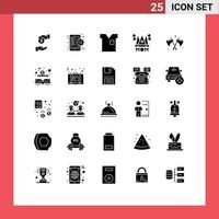 conjunto moderno de 25 pictogramas de glifos sólidos de mujer mamá ropa amor camiseta elementos de diseño vectorial editables vector
