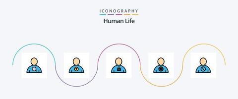 paquete de iconos de 5 planos llenos de línea humana que incluye bloqueado. humano. humano. favorito. cuerpo vector