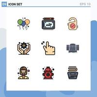Modern Set of 9 Filledline Flat Colors and symbols such as zoom gesture tag business operations business administration Editable Vector Design Elements