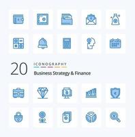 20 Business Strategy And Finance Blue Color icon Pack like business chart expensive analytics ecommerce vector