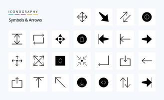 25 Symbols  Arrows Solid Glyph icon pack vector