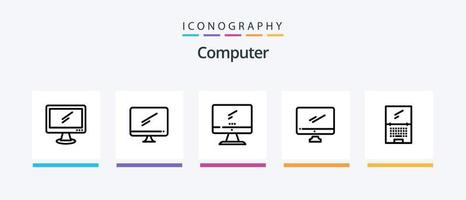 paquete de iconos de línea de computadora 5 que incluye . imac. móvil. dispositivo. diseño de iconos creativos vector