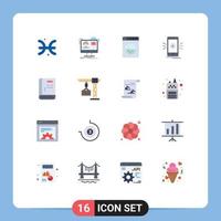 Pictogram Set of 16 Simple Flat Colors of contact location education gps app Editable Pack of Creative Vector Design Elements