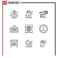 Universal Icon Symbols Group of 9 Modern Outlines of internet board analysis sign market Editable Vector Design Elements