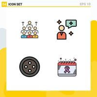 Universal Icon Symbols Group of 4 Modern Filledline Flat Colors of workforce chatting leadership resources sew Editable Vector Design Elements