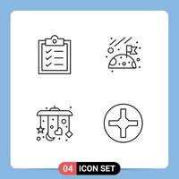 Pictogram Set of 4 Simple Filledline Flat Colors of clipboard cross flag baby screwdriver Editable Vector Design Elements