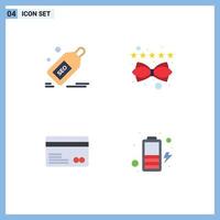 Universal Icon Symbols Group of 4 Modern Flat Icons of seo card discount management ecommerce Editable Vector Design Elements
