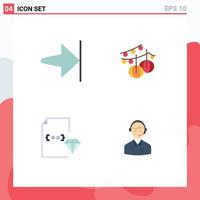 Pictogram Set of 4 Simple Flat Icons of arrow development decoration lantern file Editable Vector Design Elements