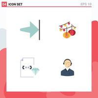 Pictogram Set of 4 Simple Flat Icons of arrow development decoration lantern file Editable Vector Design Elements