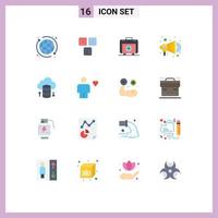 Mobile Interface Flat Color Set of 16 Pictograms of hosting network cloud hosting handbag speaker advertise Editable Pack of Creative Vector Design Elements