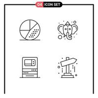 Modern Set of 4 Filledline Flat Colors and symbols such as engine atm search ganesha machine Editable Vector Design Elements