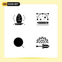 Modern Set of 4 Solid Glyphs Pictograph of boat search sailboat designing tools tool Editable Vector Design Elements